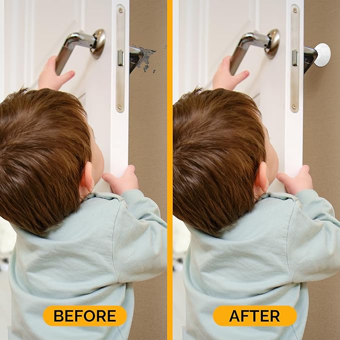 Ducki Door Stop Wall Protector | Self Adhesive Door Knob Wall Protectors from Door Knobs | Rubber Door Stoppers for Wall Damage & Noise | Durable, Shock Absorbent & Discreet | 8 Pack White Door Stops