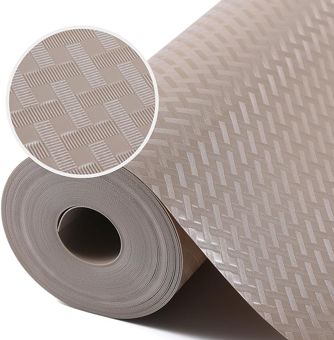 Shelf Liners for Kitchen Cabinets, Waterproof and Oil-Proof Kitchen Cupboard Liner, Refrigerator Liners and Plastic Drawer Mats EVA Non Adhesive Shelves, Fridge - Beige 17.5 x 236.2 Inches x 2 Rolls