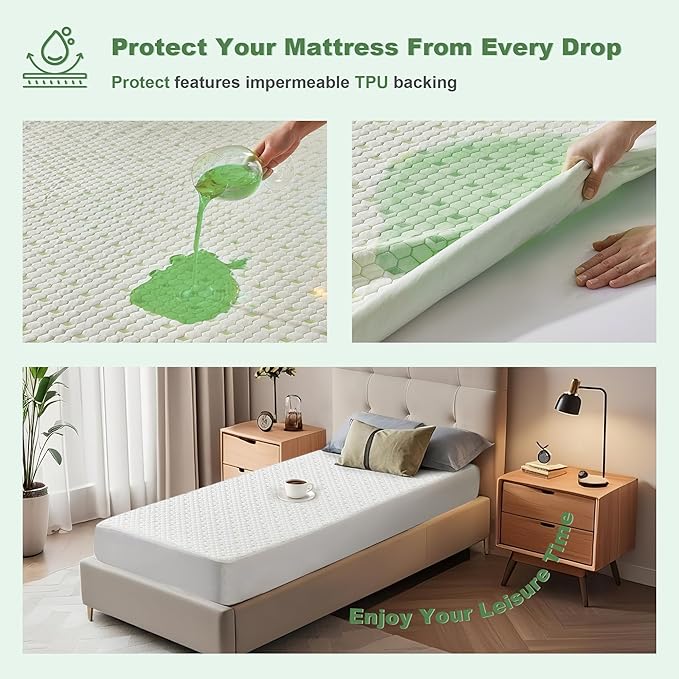 Waterproof Mattress Protector, Twin XL Size Mattress Pad Fitted 6-15" Deep Pocket, 3D Air Fabric Breathable Bed Mattress Cover Noiseless Washable for College Dorm