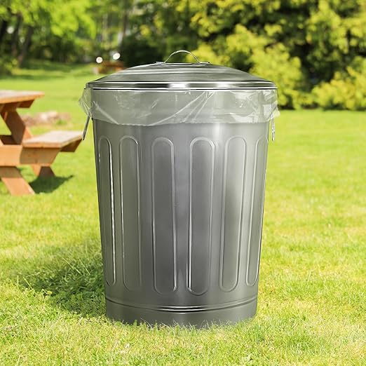 Plexon 13-Gallon Galvanized Steel Round Trash Can with Lid