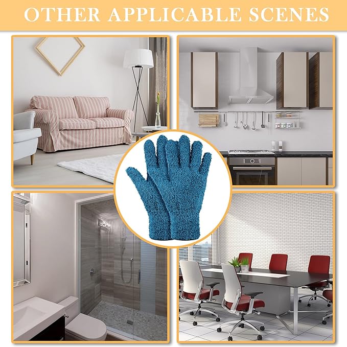 Patelai 3 Pairs Microfiber Plant Dusting Gloves Leaf Cleaning Gloves for Indoor Plants, Blinds, Furniture, House(Medium,Dark Blue, Gray, Khaki)
