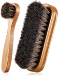 2 Pcs Horsehair Shine Shoes Brush Kit Polish Dauber Applicators Cleaning Leather Shoes Boots Care Brushes Suede Cleaner Brush(Wooden Style F)