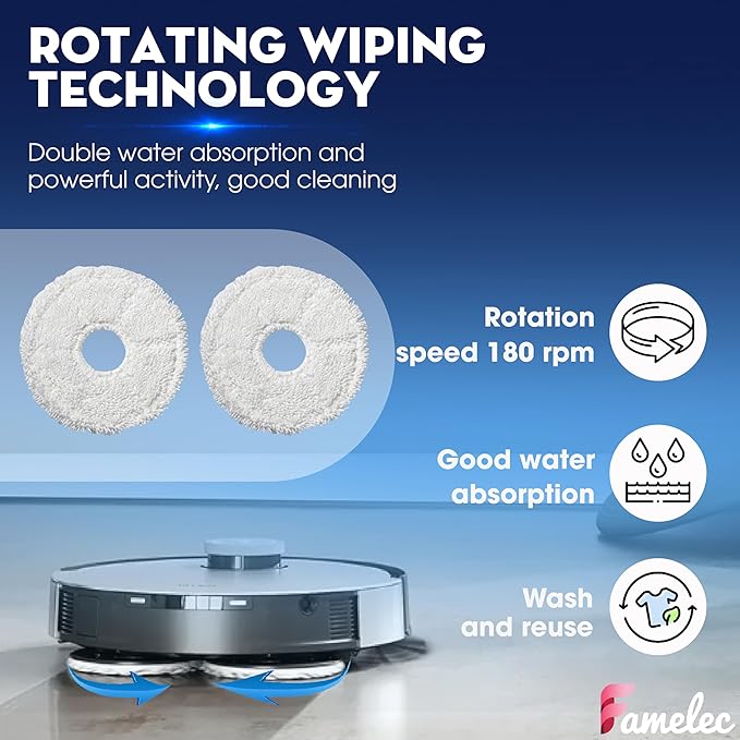 FAMEKLEC Upgrade Replacement Accessories Kit Compatible with ECOVACS DEEBOT X1 Omni, X1 Turbo Robot Vacuum Attachments, Include 1 Main Brush, 6 Side Brushs, 4 Filters, 4 Mop Cloths, 4 Dust Bags