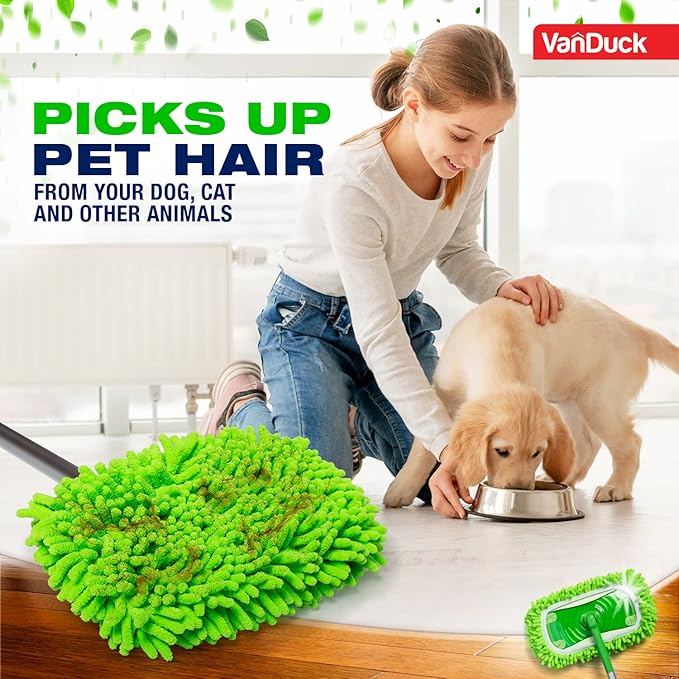 VanDuck Dust Mop Refill Compatible with Swiffer Sweeper (4 Pack) - Microfiber Pet Heavy Duty Dry Cloth Refills - Reusable Mop Pad (Handle is Not Included)