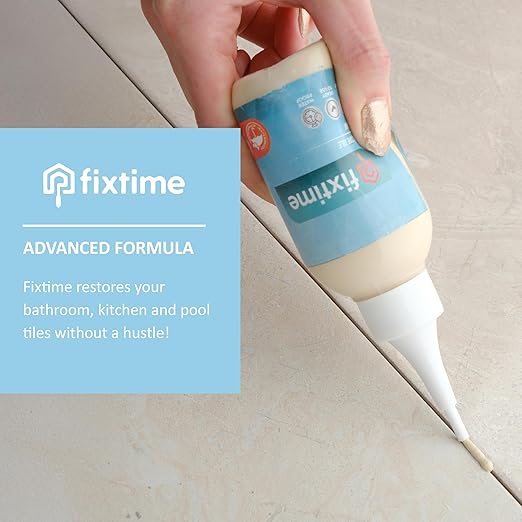 Grout Filler Repair Kit – Cream Beige Premixed Crack Filler for Floor Tiles – Fast Drying Grout Sealer with Spatula – 8 oz
