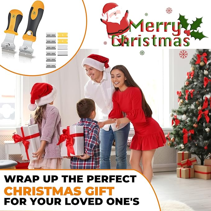 MulWark Razor Blade Scraper | 2 Handles Razor Scraper Set With Extra 12pcs Blades Heavy Duty Paint & Glass Scraper Tool With Extendable Handle for Windows, Oven Cleaning & Surface Prep