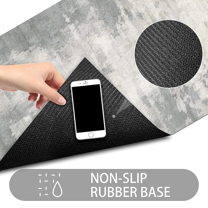 Ultra Thin Door Mat Indoor Entrance, 1/10 in Thin Door Mats for Inside Entry, Non-Slip Rubber Backing Washable Doormat, Fade Resistant, Absorbent, Low Profile Dirt Trapper, 30"X17",Distressed