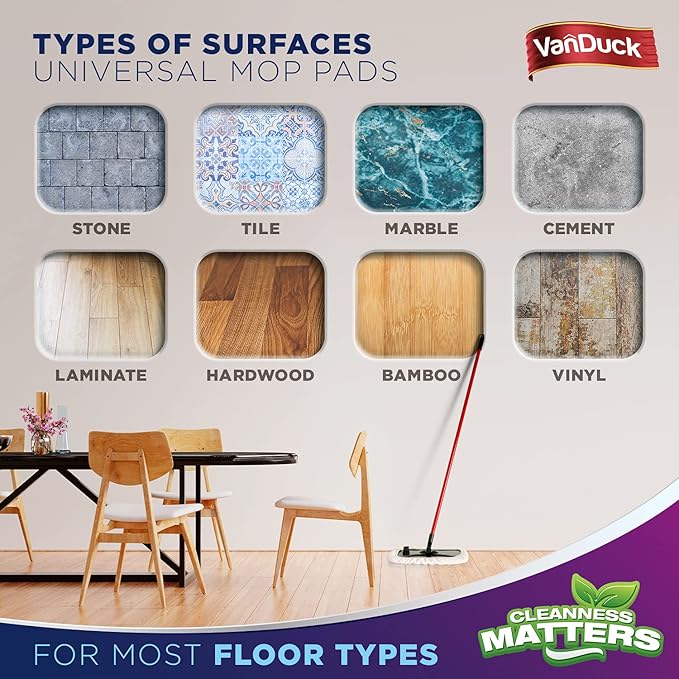 VanDuck 100% Cotton Terry Mop Pad 15x8 inch (12-Pack)