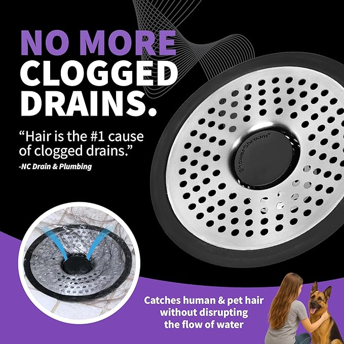 ShowerShroom SHSULT755 Ultra Revolutionary Shower Hair Catcher Drain Protector, No Size, Stainless