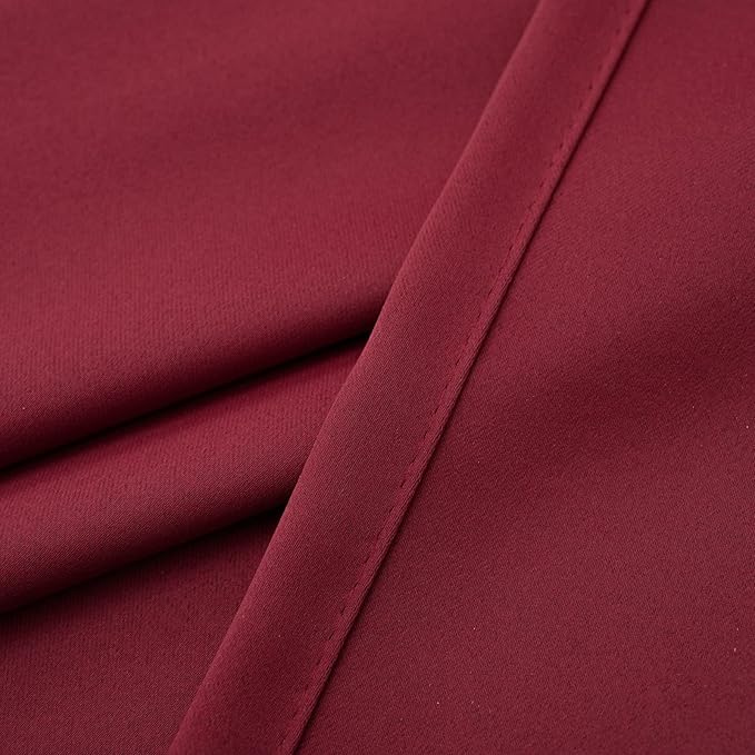 Pickluc Rod Pocket Tier Curtain - Half Blackout Curtain for Kitchen, Bathroom, Cabinet, Basement, 42 Inches Wide and 36 Inches Long, Burgundy Red, 2 Panels