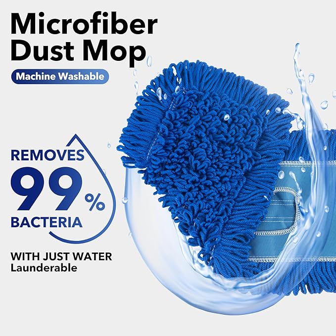 Matthew 36'' Microfiber Loop Dust Mop Washable Commercial&Residential Heavy Duty Mop Head Replacement Premium Absorbent Industrial Dust Mop Refill Pads for Hardwood, Office,Garage and Hotel -6Pack