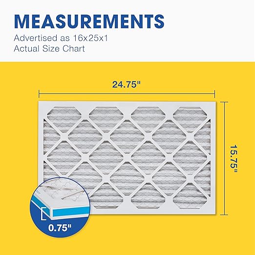 Aerostar 16x25x1 MERV 8 - 4 Count - High Efficiency Pleated HVAC, Furnace & Air Conditioner Filters - Removes Dust, Lint, Mold & Allergy-Causing Pollen