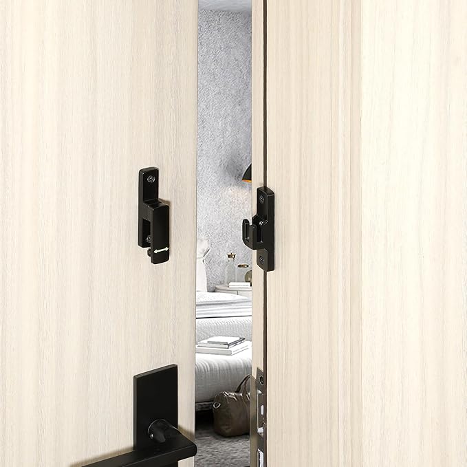 90/180 Degree Flip Latch Gate Latch, Heavy Duty Black Safety Door Lock Enhanced Security Flip Latch Lock Hardware for Interior Door Front Door Barn Garden Fence Window Bathroom Cabinet
