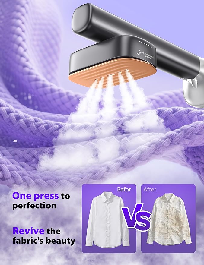 Sundu Steamer for Clothes,15s Fast Heat-up Handheld Garment Steamer,35mins Runtime & 180ml Large Tank,25g/min Steam,Ceramic Panel,Stands on Desk,Wrinkle Remover for Travel, Home, Office(Dark Gray)