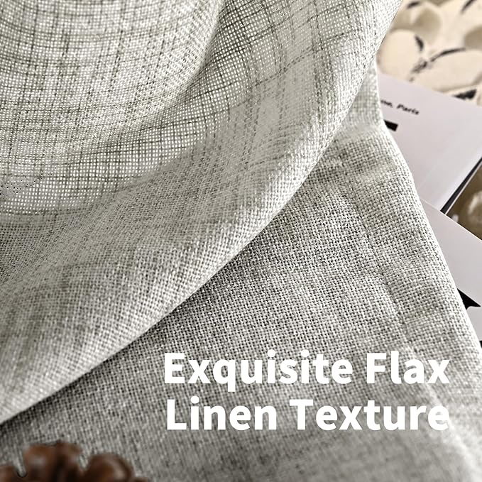 YoungsTex Dark Grey Linen Curtains 78 Inch Length for Living Room, Light Filtering Semi Sheer Window Drapes Rod Pocket Back Tab Curtain for Bedroom Office Farmhouse Country, 2 Panels, 52 X 78 Inch