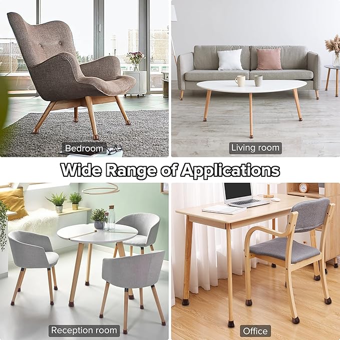 24PCS Upgraded Silicone Chair Leg Floor Protectors for Hardwood Floors, Furniture Sliders for Chair Legs, Felt Bottom Furniture Pads, Anti-Slip Round&Square Cap Covers to Scratch and Reduce Noise