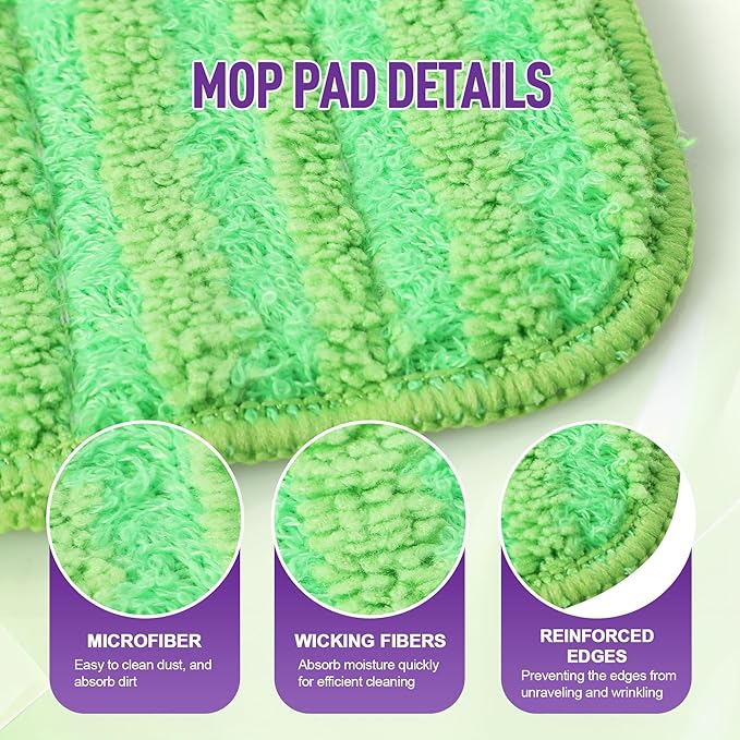 6 Pack Reusable Mop Pads for Swiffer WetJet, Washable Wet Mop Refills Replacement Pads Wet Dry Use for Floors