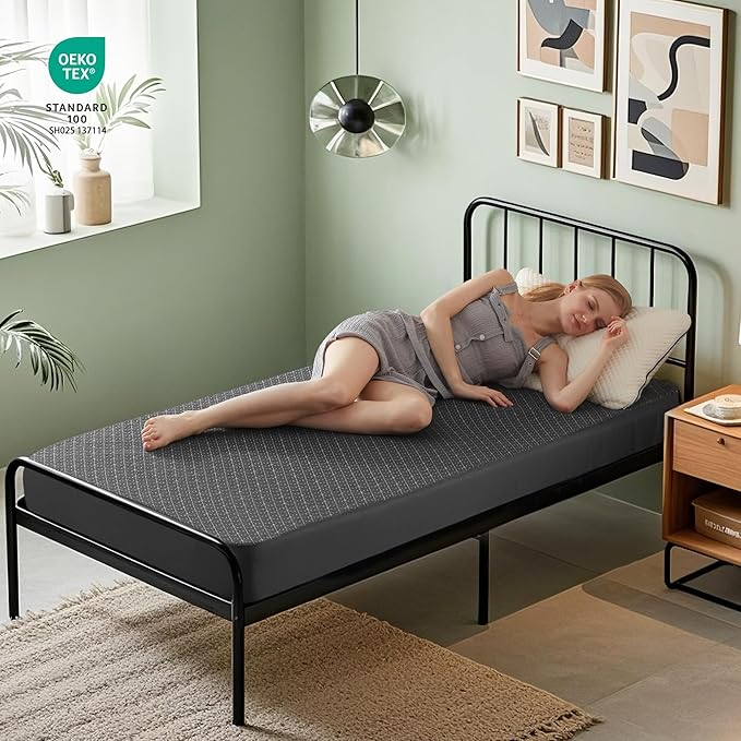 BEDLORE Waterproof Twin XL Mattress Protector, Noiseless Mattress Cover with Stretchable Pockets for 6-15 inches Mattress,Soft Breathable Mattress Pad College Dorm Size for Back to School (Dark Gray)