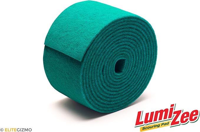 Green Scrubbing Pad Roll 19ft Economy Size Medium Duty Abrasive Scrub Sponge Scouring Pads 19ft x 6in x 0.3in (6m x 15cm x 8mm) Scrubby Tough Stains Cleaning Pans Dishes Stoves Bathroom Sinks Grills