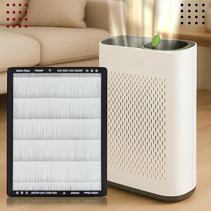 2 Pack HAP602 Replacement Filters Compatible with ECOSELF HAP602/HAP602WF, 3-in-1 HEPA Filter for Air Purifier, High-Efficiency Home Use