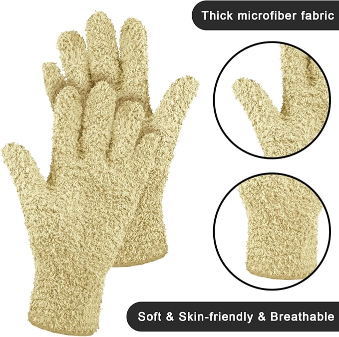 Patelai 3 Pairs Microfiber Plant Dusting Gloves Leaf Cleaning Gloves for Indoor Plants, Blinds, Furniture, House(Medium,Pink, Nude, Light Purple)