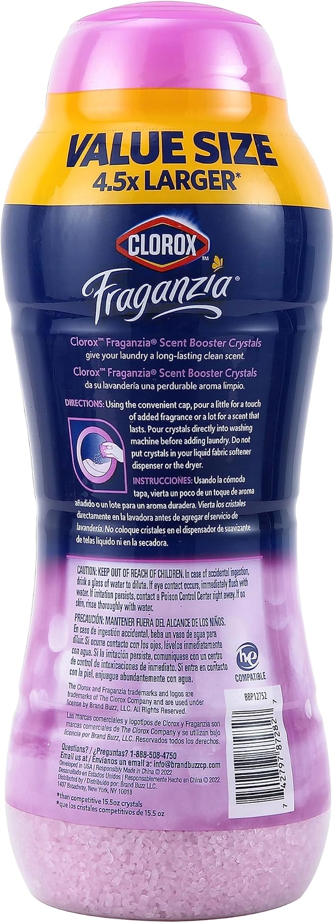 Clorox Fraganzia Laundry Scent Booster Crystals in Spring Scent - Scented In-Wash Freshener Beads for Fresh, Clean, Great Smelling Clothes and Linens, 70 Oz - 6 Pack