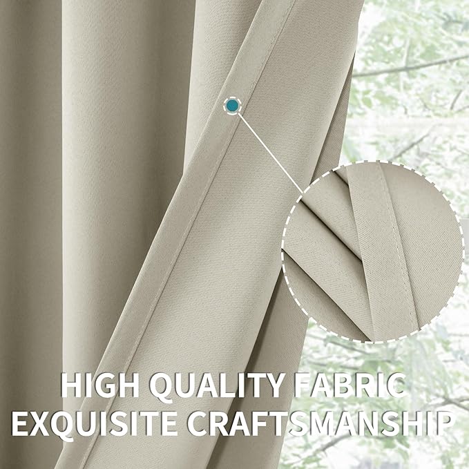 BGment Short Blackout Curtains 36 Inches Length for Basement Kitchen - Rod Pocket Thermal Insulated Room Darkening Window Drapes for Bathroom Camper, Light Camel, 2 Panels, 42 x 36 Inch