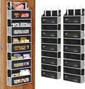2 Packs 5-Tier Over the Door Storage Organizer with 10 Side Mesh Pockets, 48 lbs Load Capacity, 3 Hooks Design, Hanging Organizer with Clear Windows for Bathroom, Bedroom, Nursery, Kitchen-Black