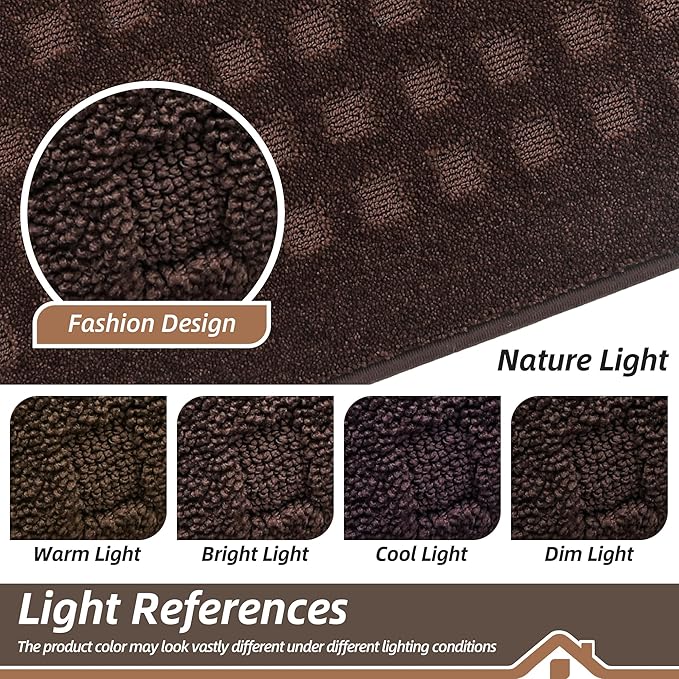 BEQHAUSE Waffle Door Mats Indoor 36"x60", Dog Mat for Muddy Paws Absorbent and Dirt Resist Floor Mats Non-Slip Washable Rugs for Entryway, Welcome Mat for Front Back Door, Muddy Wet Shoes, Dark Brown