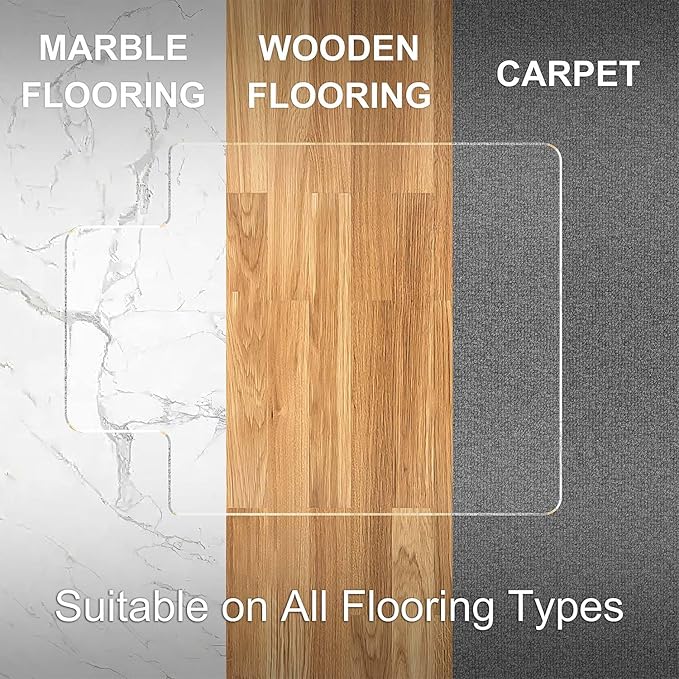 Beveled Edge Irregular Office Chair Mat with Lip for Carpet or Hardwood Floor Crystal Clear 36" x 48" Smooth Glide and Easy Roll On/Off, Heavy Duty and Non-Slip Pad Floor Chair Mat with Lip