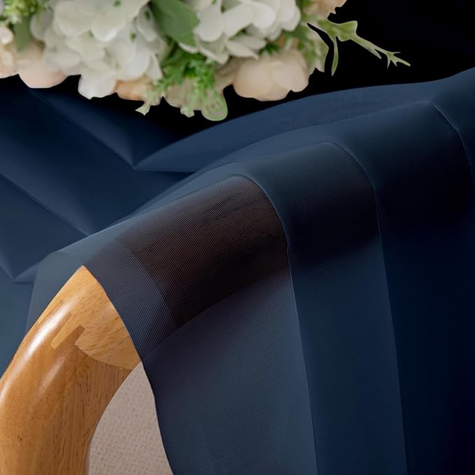 Chyhomenyc Navy Blue Sheer Curtains 84 Inches Long 2 Panels Set - Light Filtering Curtains for Living Room, Soft Breathable Voile Rod Pocket Bedroom Window Drapes, 42Wx84L Inch, 2PCS