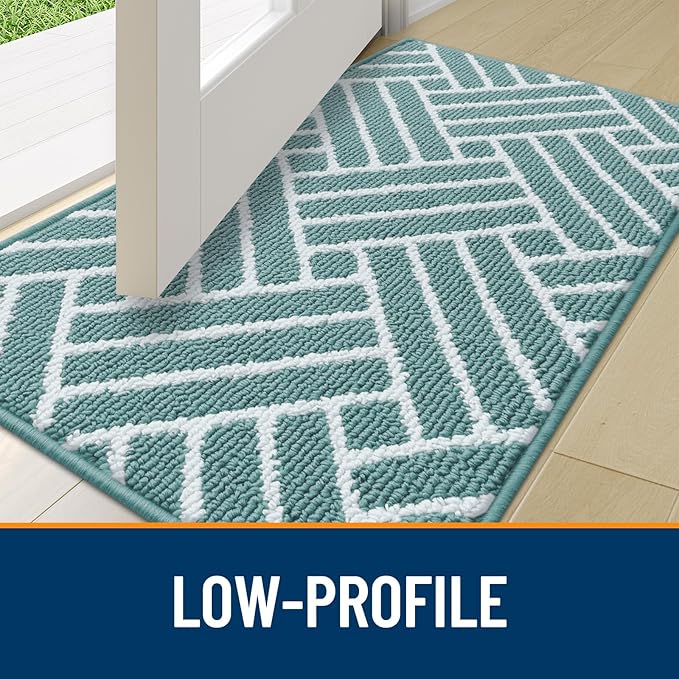 OLANLY Indoor Door Mat, 36x24 Inch, Dirt Resistant and Absorbent, Non-Slip Rubber Backing Floor Mats, Easy Clean Low-Profile Doormat for Entryway, Front Door, and Inside Entrance, Sage Green
