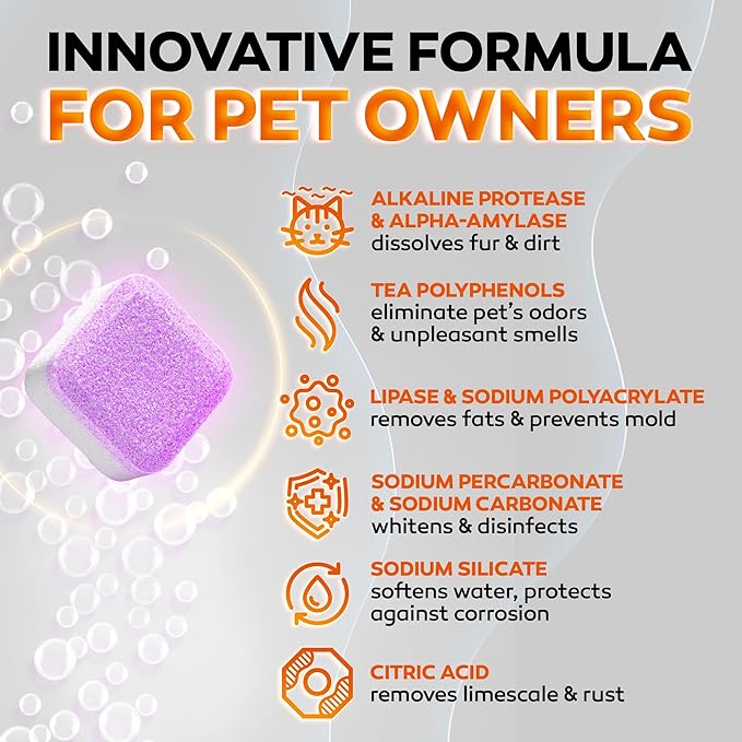 Washing Machine Cleaner Tablets for Pet Owners -Easily Removes Residue Grime Pets Odors and Hard Water Buildup–Formulated for Pet Owners - 24 Pack