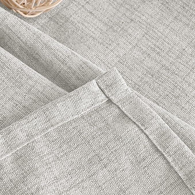 YoungsTex Light Grey Linen Curtains 63 Inches Length 2 Panels for Living Room - Textured Semi Sheer Drapes with Rod Pocket Back Tab Light Filtering for Bathroom Bedroom, 52 X 63 Inch