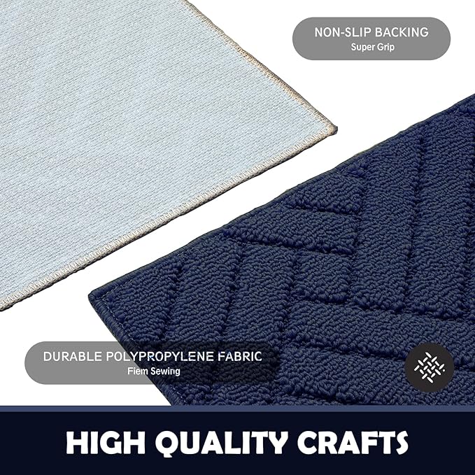 Door Mat Indoor Doormat, Entryway Rug Door Mats Non-Slip Rubber Backing,Heavy Duty Low-Profile Entrance Rugs, Absorbent Resist Dirt Doormats Floor Door mat for Entryway,Blue 32"x48"