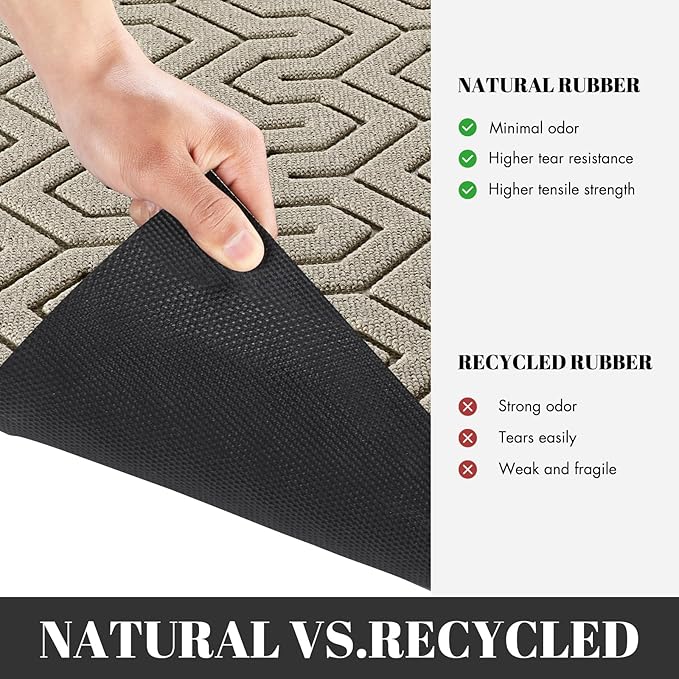 Yimobra Large Door Mat Outside Entrance 47x24, Waterproof Heavy Duty Outdoor Mats for Front Door, Non Slip Rubber Entry Mat for Garage Patio, Easy Clean, Beige
