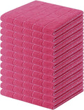 Homaxy 100% Cotton Terry Kitchen Dish Cloths, Ultra Soft and Absorbent Dish Towels for Kitchen, Suitable for Drying and Washing Dishes, 12 Pack, 12 x 12 Inches, Rose Red