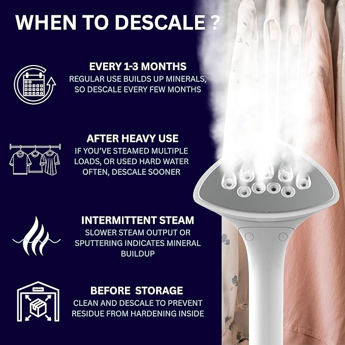 Garment Steamer Descaling Solution Decalcifier Packets for Mineral Deposits and Build-up Removal, Maintenance for Clothes, Works with all Garment Steamer Brands, Cleans Build Up, 10 packs