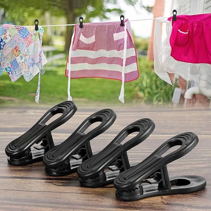 Tinfol 50pc Plastic Coat Hanger Clips, Black Strong Pinch Grip Finger Clips for Skirt Pant Hangers, Multi-Purpose Clothes Hanger Clip for Rounded Hangers