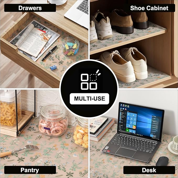 INNOLITES Shelf Liners for Kitchen Cabinets – Drawer Liner Waterproof & Oil-Proof, Non-Adhesive EVA Mat – Durable & Washable – for Shelves, Cupboard, Dresser 11.8" x 236"