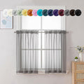 Chyhomenyc Charcoal Grey Sheer Curtains 30 inch Length 2 Panels, Light Filtering Voile Rod Pocket Short Window Curtians for Bathroom Living Room Farmhouse Small Windows, 42Wx30L inches