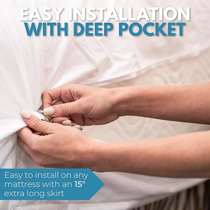 Full/Double 54x75” Premium Waterproof Zippered Mattress Encasement, 100% Cotton, Hypoallergenic, Six Sided Mattress Cover, Invisible Zippered, Soft Breathable up to 15" Deep - Rest Line