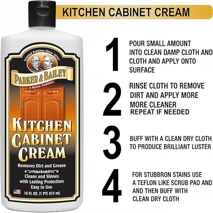 Parker and Bailey Kitchen Cabinet Cream-Wood Cleaner-Grease Remover 16 oz (1)
