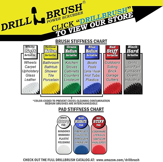 Drill Brush Power Scrubber by Useful Products - Carpet Cleaner - Car Cleaning Kit - Car Wash Kit - Glass, Glass Cooktop, Upholstery Cleaner - Upholstery Brush For Auto Detailing - Pet Hair Remover Set