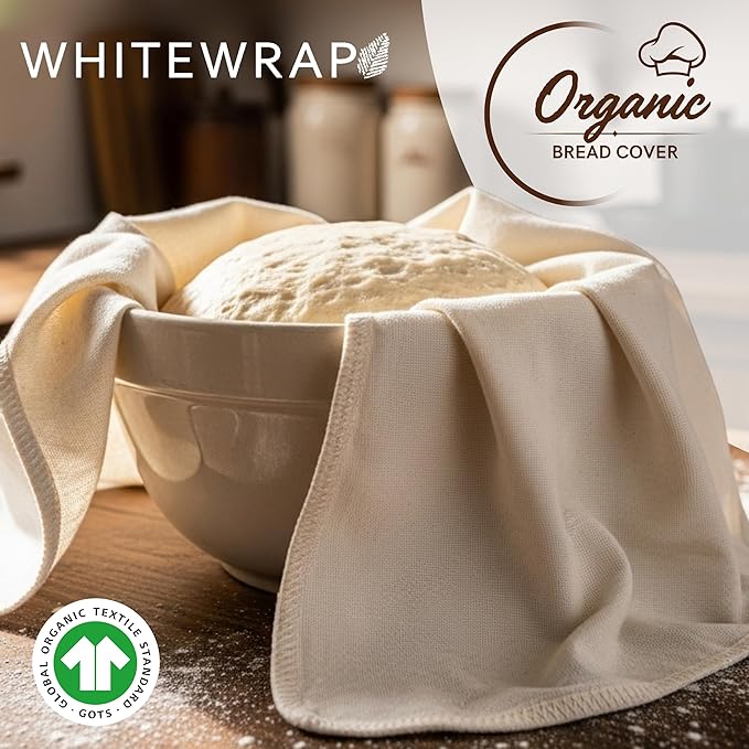 WHITEWRAP Unbleached Flour Sack Towels for Bread Proofing – Thick Cotton Baking Cloth for Baguettes, Ciabatta & Pastries – Reusable 28"x28" Towels, Set of 6