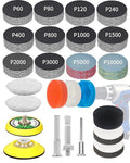 2 Inch Sanding Discs Drill Polishing Kit, 193PCS Car Headlight Restoration Kit, Hook & Loop Wet Dry Buffing Pads for Rotary Tools, Dremel Sanding Bits Attachment for Aluminum Resin Metal Glass