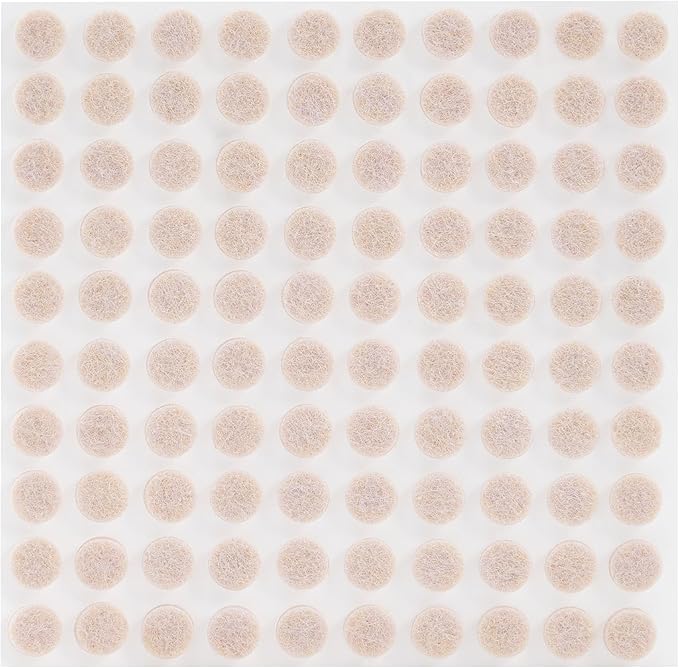 CO-Z 100pcs Felt Cabinet Door Bumpers, Small Pads for Cabinet Doors 0.4 in Diameter, Self Adhesive Thick Felt-Dots Bumper Pads for Furniture Drawers Walls Floors