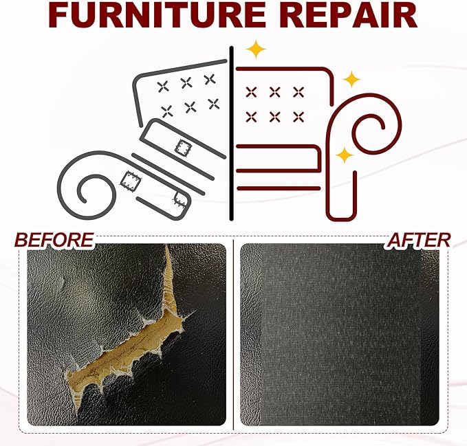 PATIKIL 70x4.4 Inch Linen Repair Tape, Repair Fabric Patch Self Adhesive Couch Patch Line Repair Patch for Furniture Sofa Car Seats Office Chairs, Black
