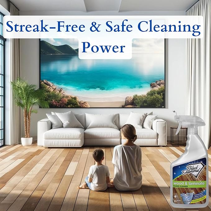 Black Diamond Stoneworks Wood & Laminate Floor Cleaner- Ready to Use Non-Toxic No-Rinse Formula - Safe for Vinyl, Wood, and Engineered Floors (32 Fl Oz)