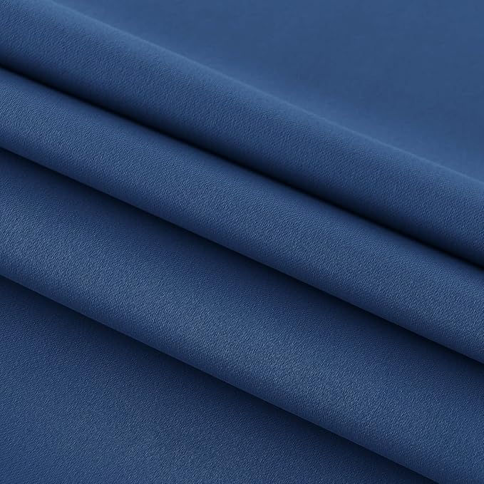 DWCN French Door Curtains – Rod Pocket Thermal Blackout Curtain for Doors with Glass Window, Kitchen and Patio Doors for Privacy, 54 X 40 Inches Long, 1 Curtain Panel with Tieback,Classic Blue